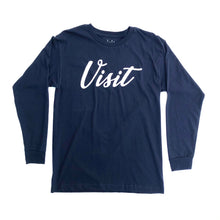 Load image into Gallery viewer, Visit Script Long Sleeve Shirt - Navy